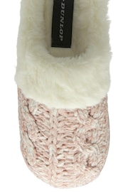 Dunlop Pink Ladies Knitted Closed Toe Mule Slippers - Image 4 of 4