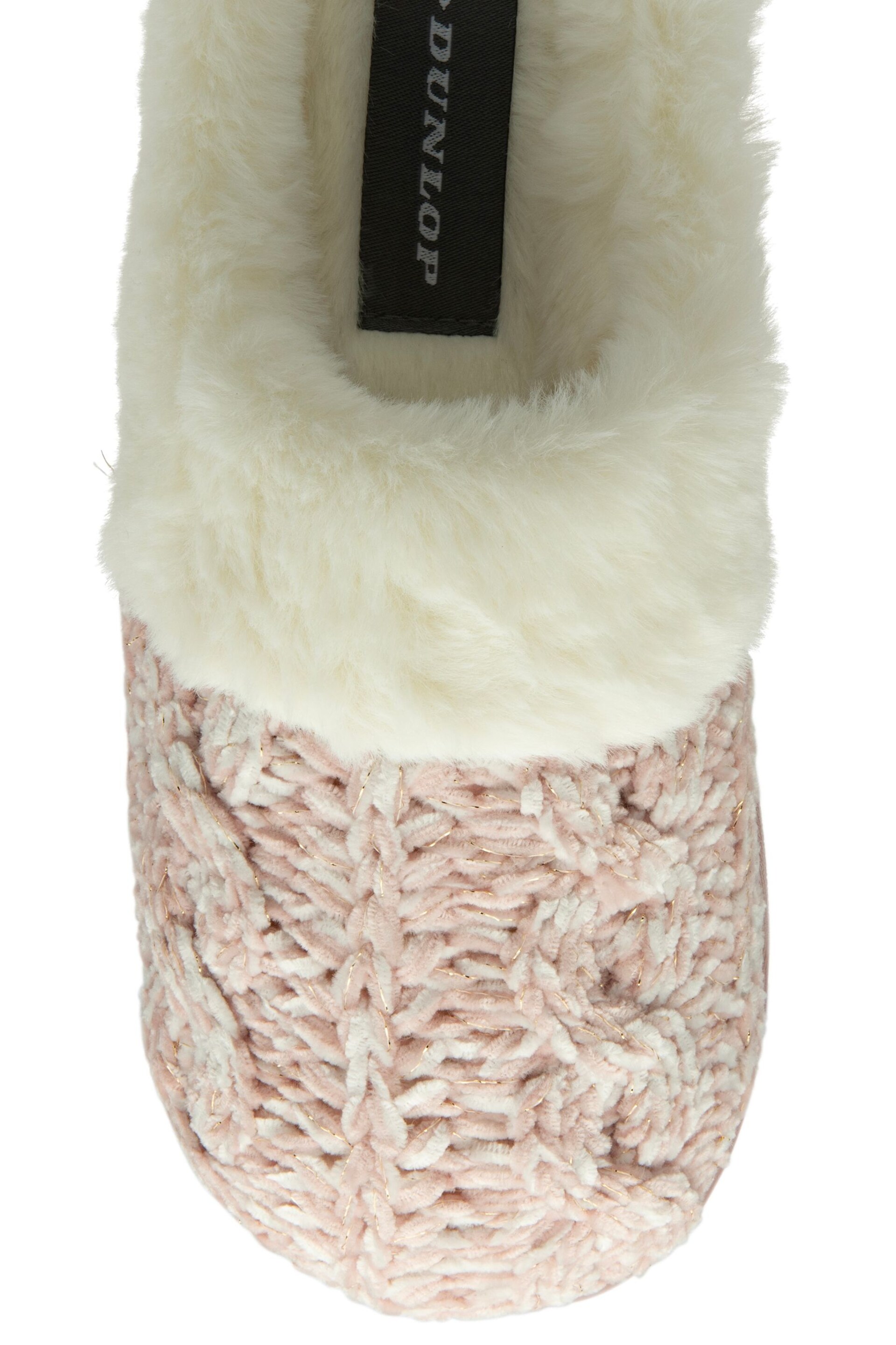 Dunlop Pink Ladies Knitted Closed Toe Mule Slippers - Image 4 of 4