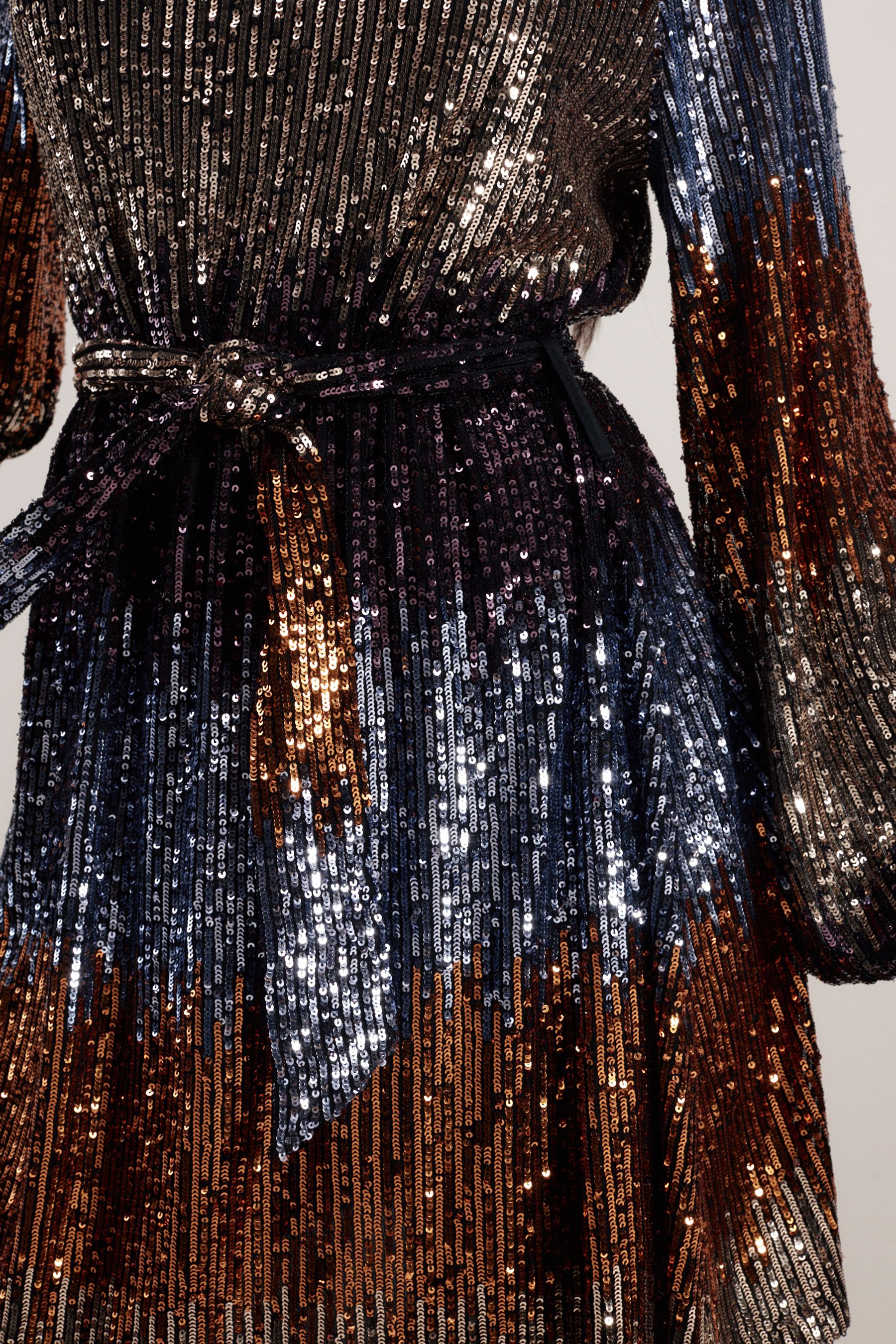 Buy Purple Ombre Long Sleeve Belted Sequin Mini Dress from Next Luxembourg