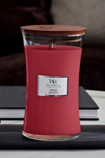 Woodwick Red Large Hourglass Scented Candle with Crackle Wick Currant