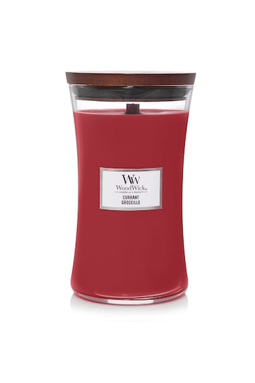 Woodwick Red Large Hourglass Scented Candle with Crackle Wick Currant