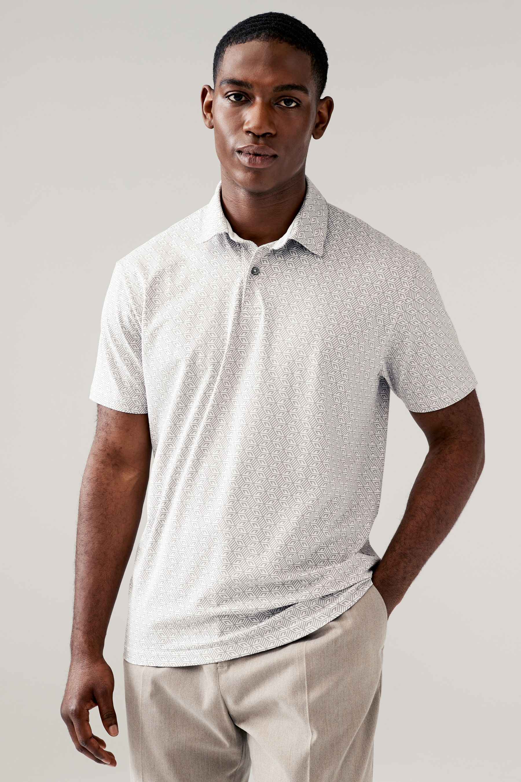 White Grey Black Print Regular Fit Short Sleeve Jersey Polo Shirts 3 Pack