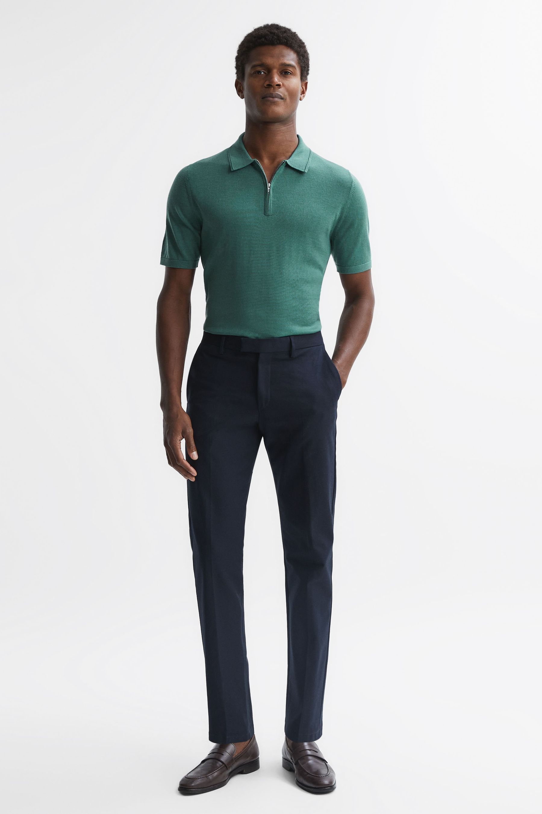 Green polo deals grey pants