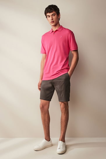 Bright Pink Regular Fit Short Sleeve Pique Polo Shirt