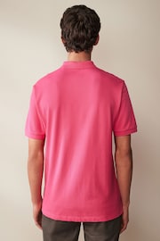 Bright Pink Regular Fit Short Sleeve Pique Polo Shirt - Image 3 of 7