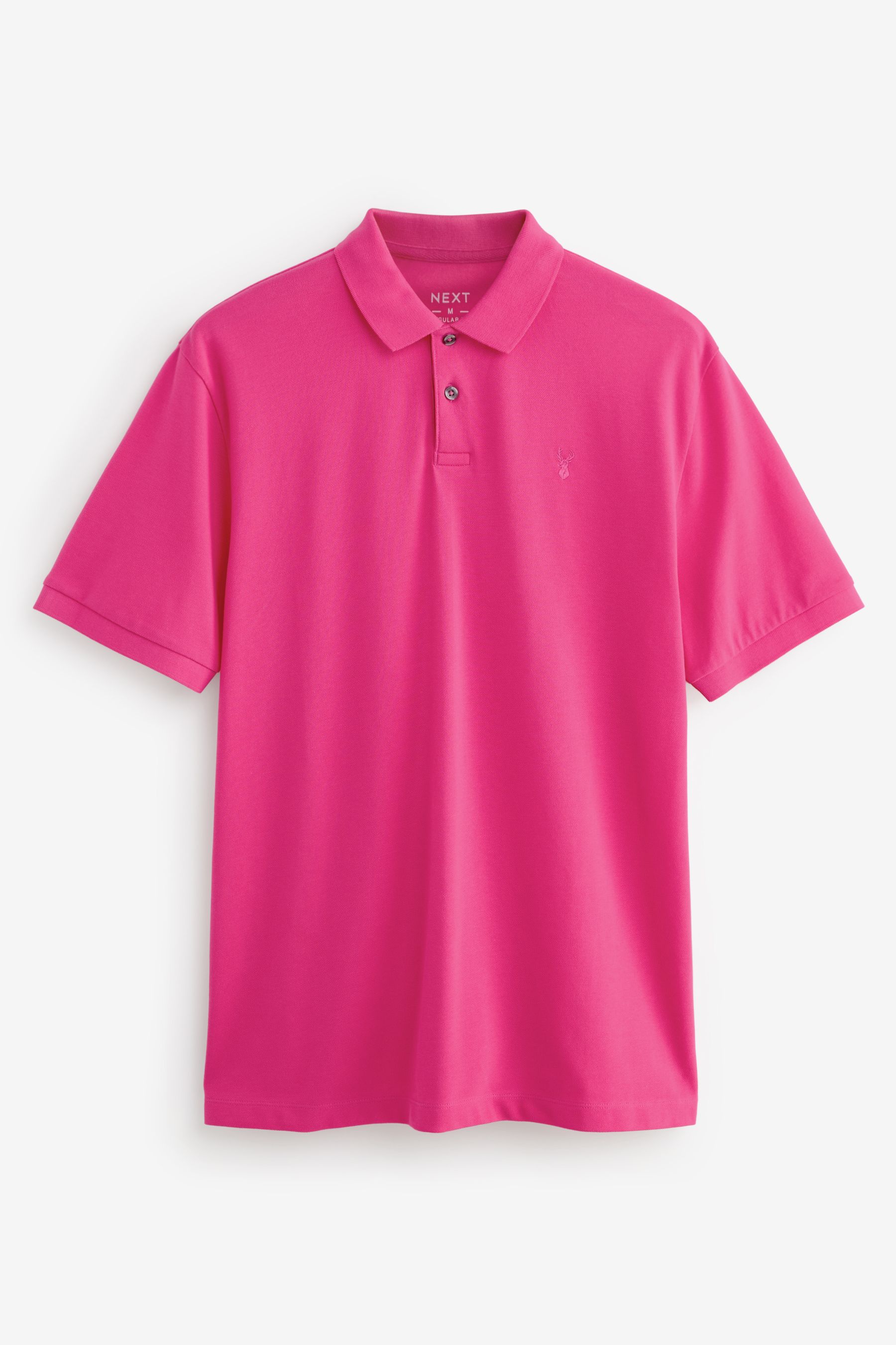 Buy Bright Pink Regular Fit Short Sleeve Pique Polo Shirt from Next Luxembourg