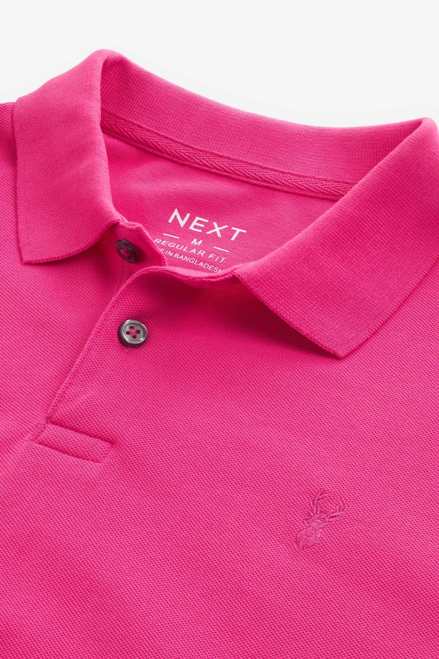 Buy Bright Pink Regular Fit Short Sleeve Pique Polo Shirt from Next Luxembourg