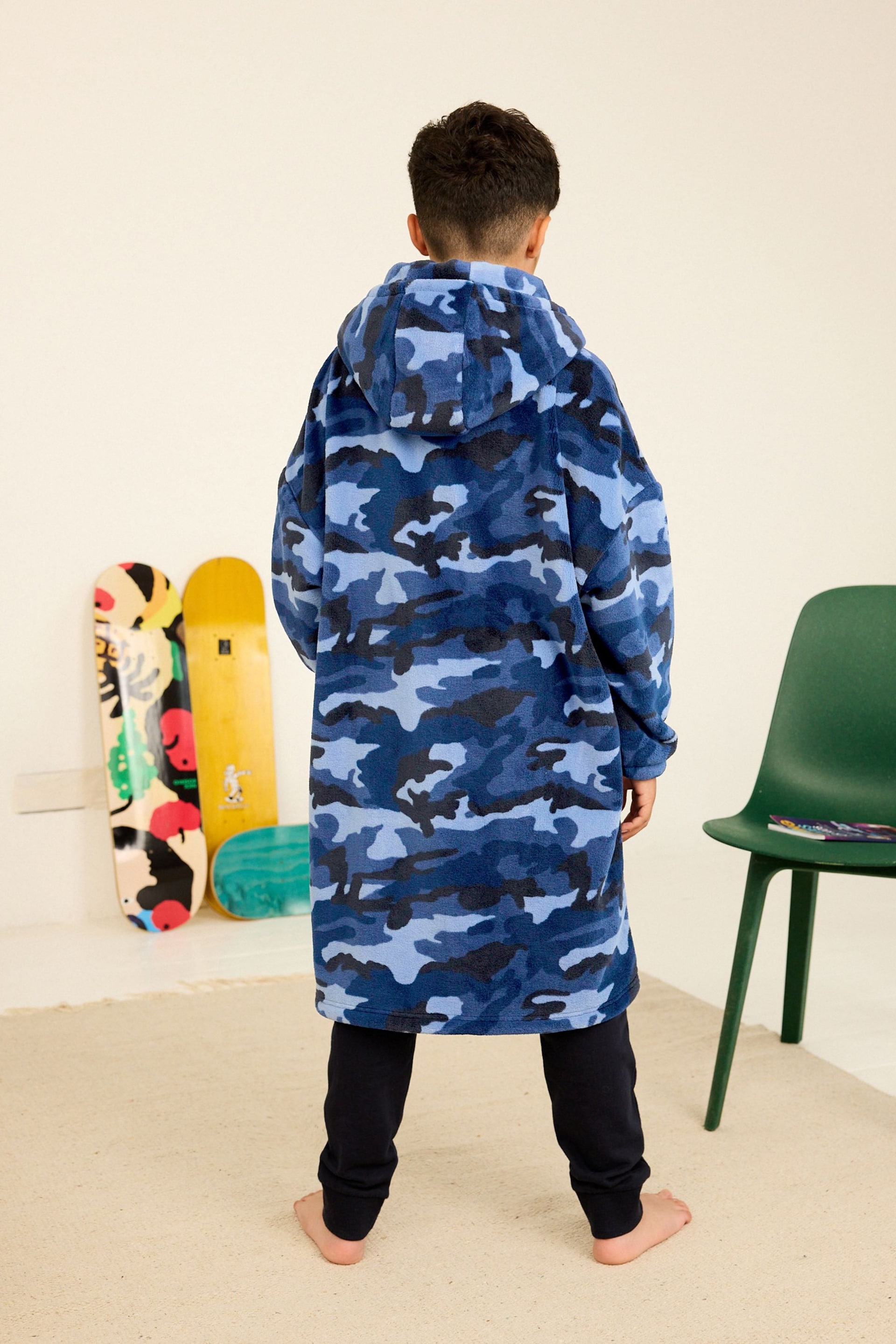 Navy Blue Camouflage Hooded Blanket (3-16yrs) - Image 3 of 7