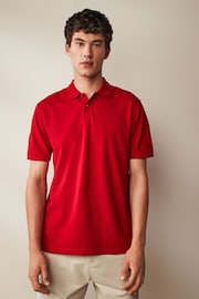 Red Regular Fit Short Sleeve Pique Polo Shirt - Image 3 of 7