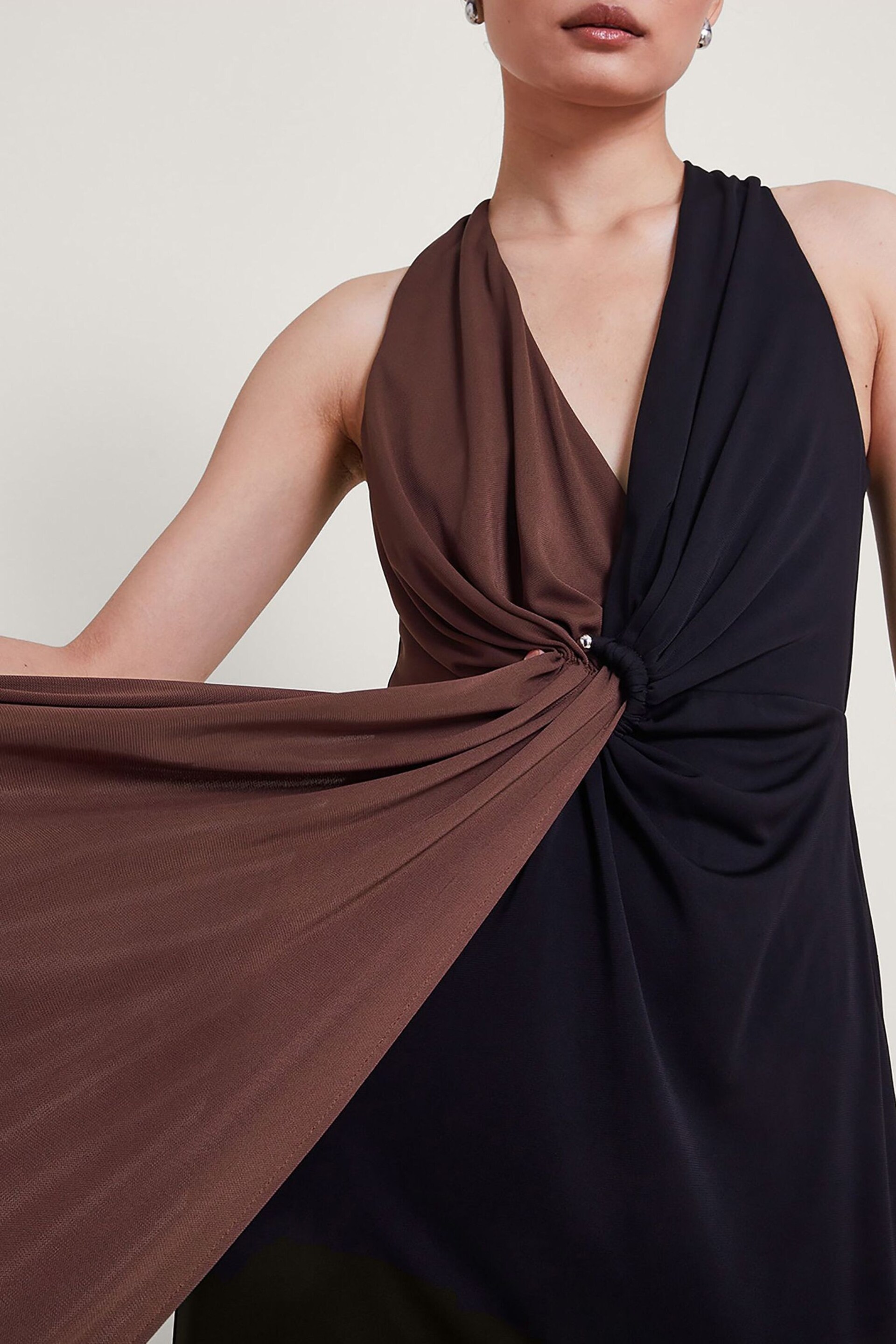 Monsoon Brown Two Tone Tia Dress - Image 3 of 5