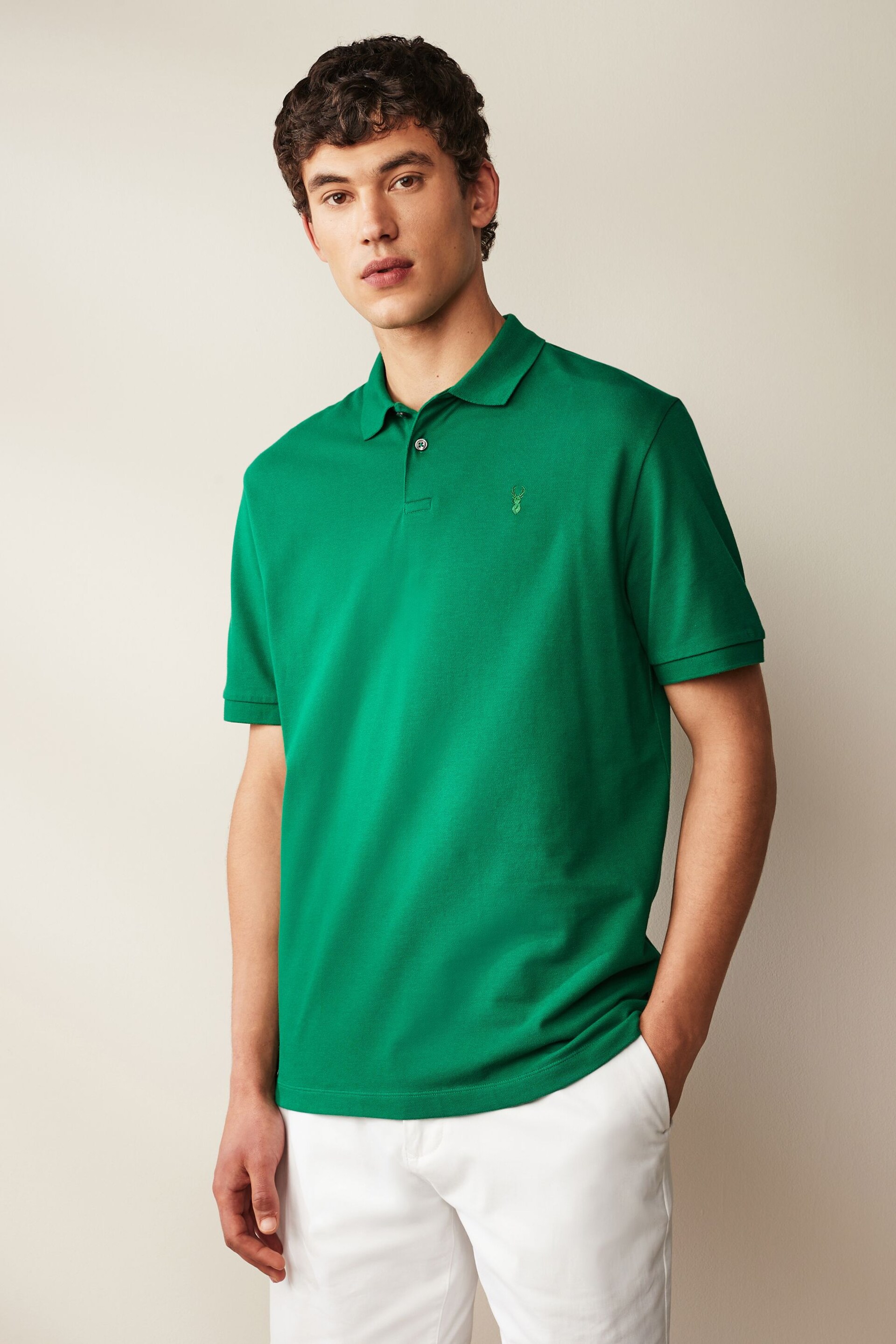 Green Tennis Regular Fit Short Sleeve Pique Polo Shirt - Image 1 of 7