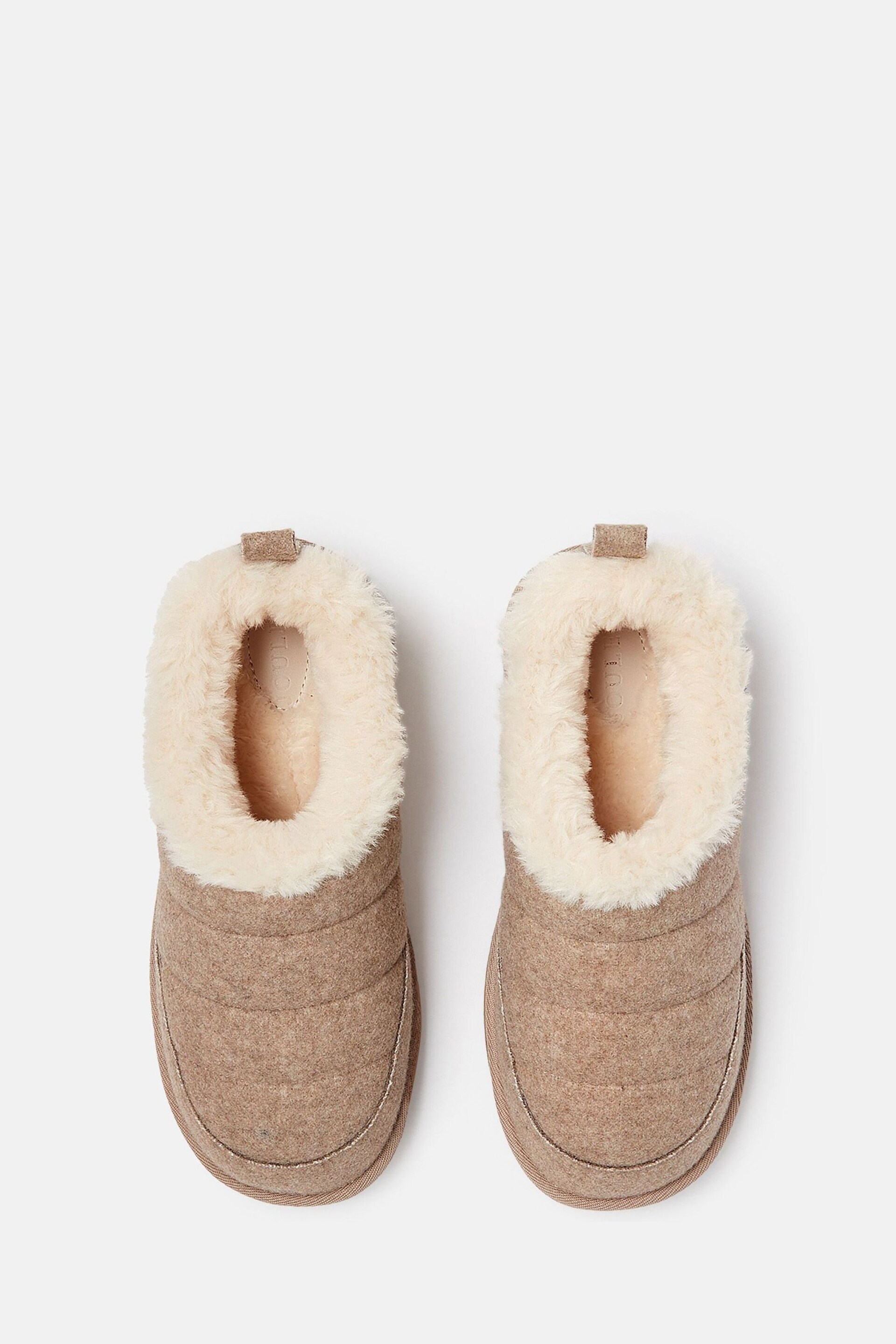 Joules Women's Lazydays Oatmeal Faux Fur Lined Slippers - Image 2 of 6