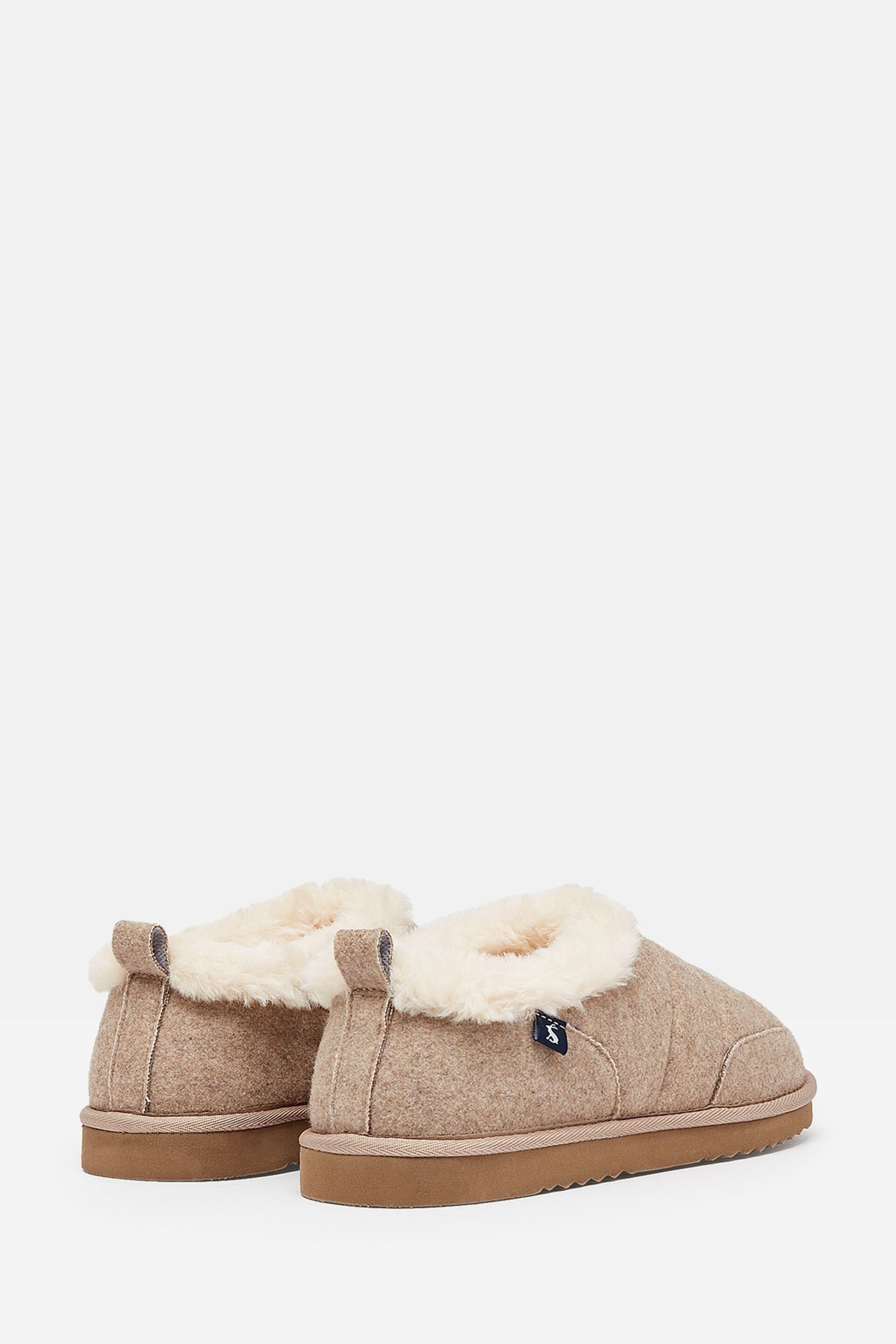 Joules Women's Lazydays Oatmeal Faux Fur Lined Slippers - Image 3 of 6