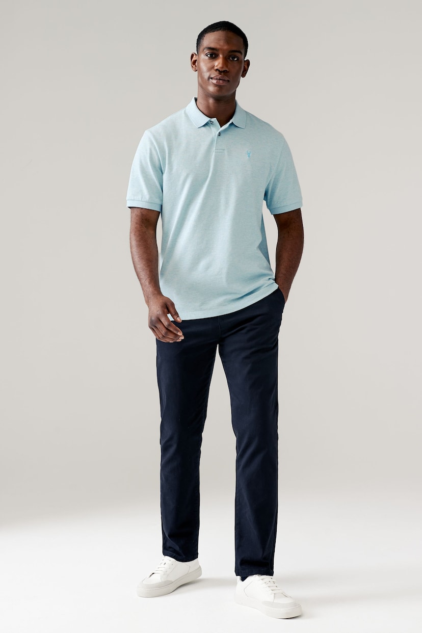 Aqua Blue Marl Regular Fit Short Sleeve Pique Polo Shirt - Image 2 of 7