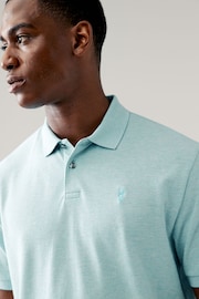 Aqua Blue Marl Regular Fit Short Sleeve Pique Polo Shirt - Image 2 of 3