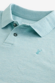 Aqua Blue Marl Regular Fit Short Sleeve Pique Polo Shirt - Image 6 of 7