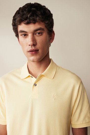 Yellow Regular Fit Short Sleeve Pique Polo Shirt