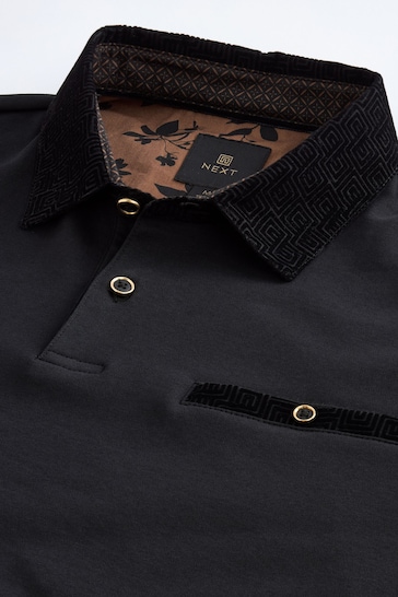 Black Flocked Smart Collar Polo carhartt Shirt