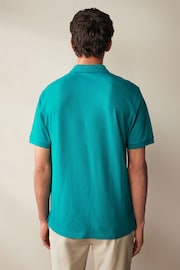 Turquoise Blue Regular Fit Short Sleeve Pique Polo Shirt - Image 3 of 7