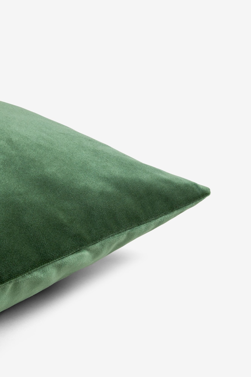 Dark Sage Green 59 x 59cm Matte Velvet Cushion - Image 2 of 6