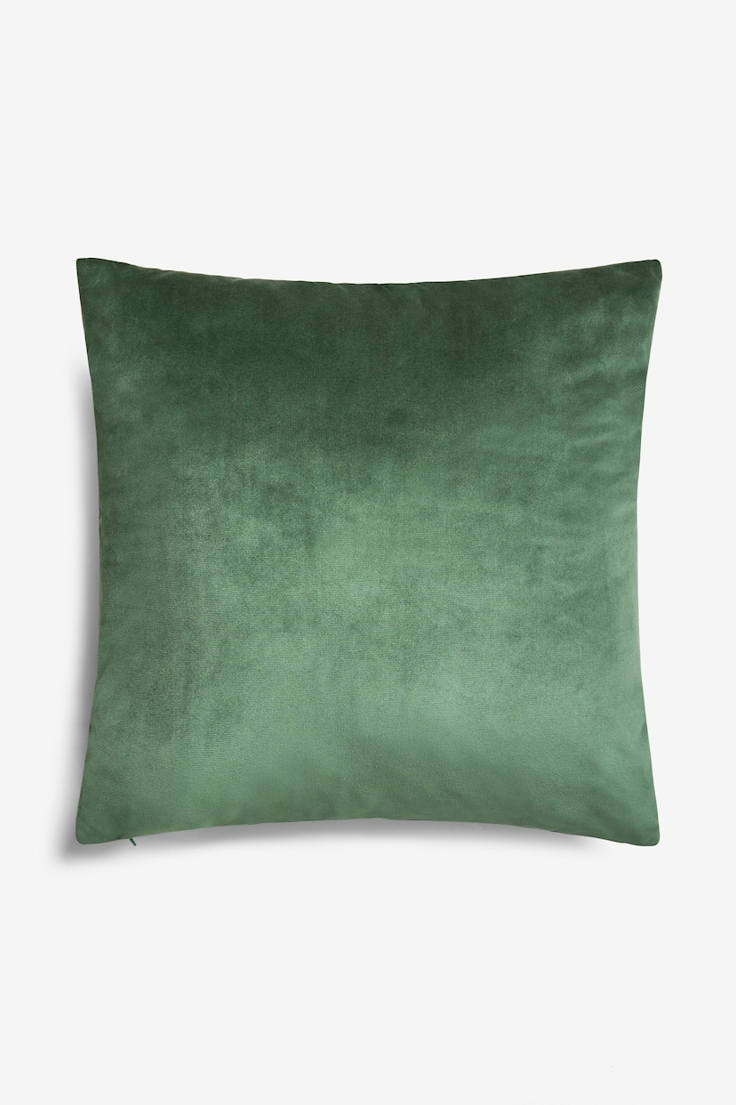 Dark Sage Green 59 x 59cm Matte Velvet Cushion - Image 6 of 6