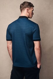 Black/Blue Zip Neck Smart Polo Shirt - Image 3 of 9