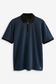Black/Blue Zip Neck Smart Polo Shirt - Image 7 of 9