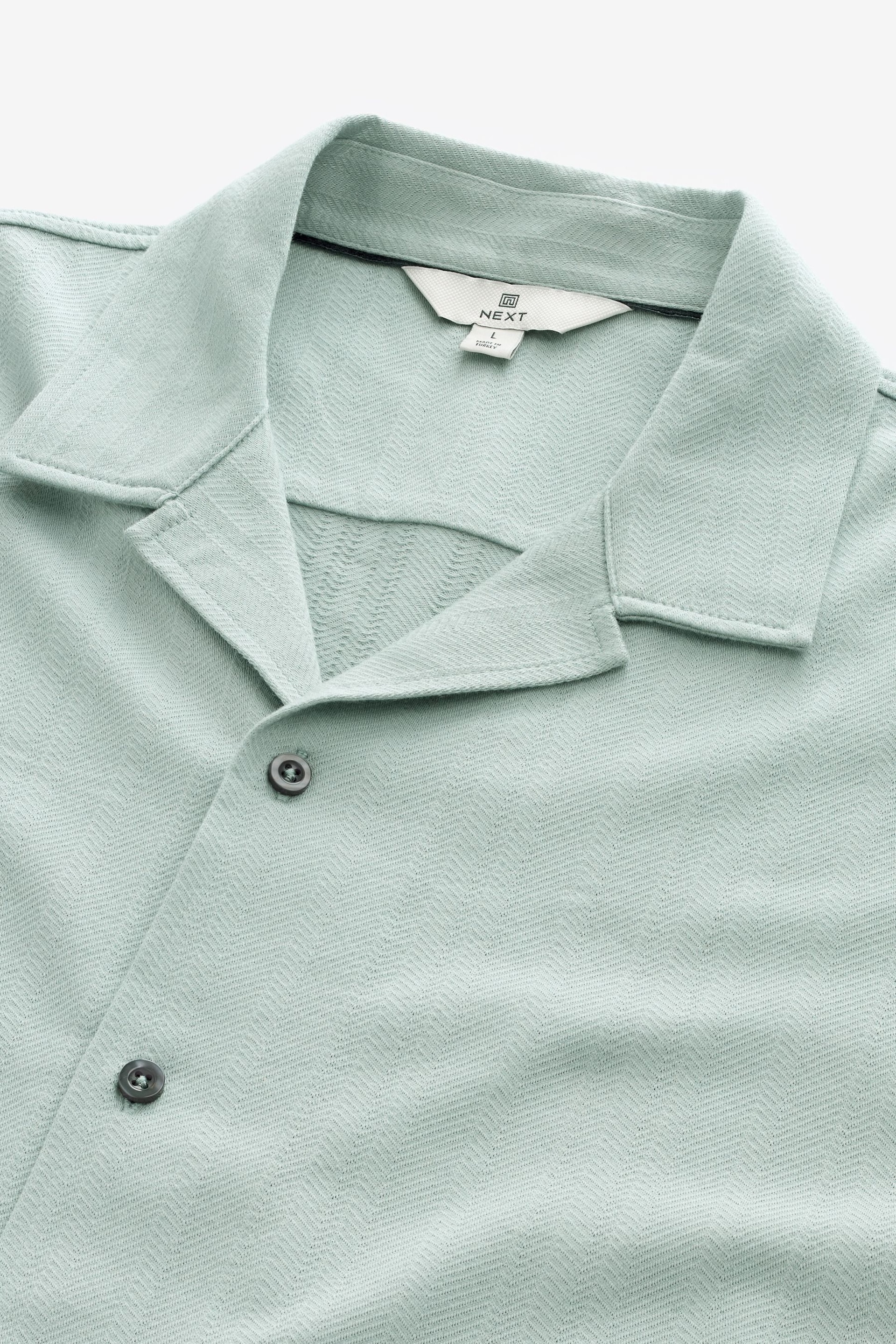 Light Blue Smart Jersey Short Sleeve Cuban Collar Shirt - Image 6 of 7