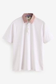 Pink Geo Print 100% Cotton Short Sleeve Smart Collar Polo Shirt - Image 7 of 9