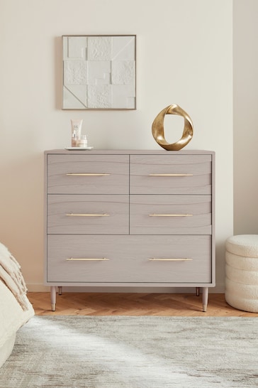 Grey Adelaide Oak Effect 5 Drawer Chest of Drawers