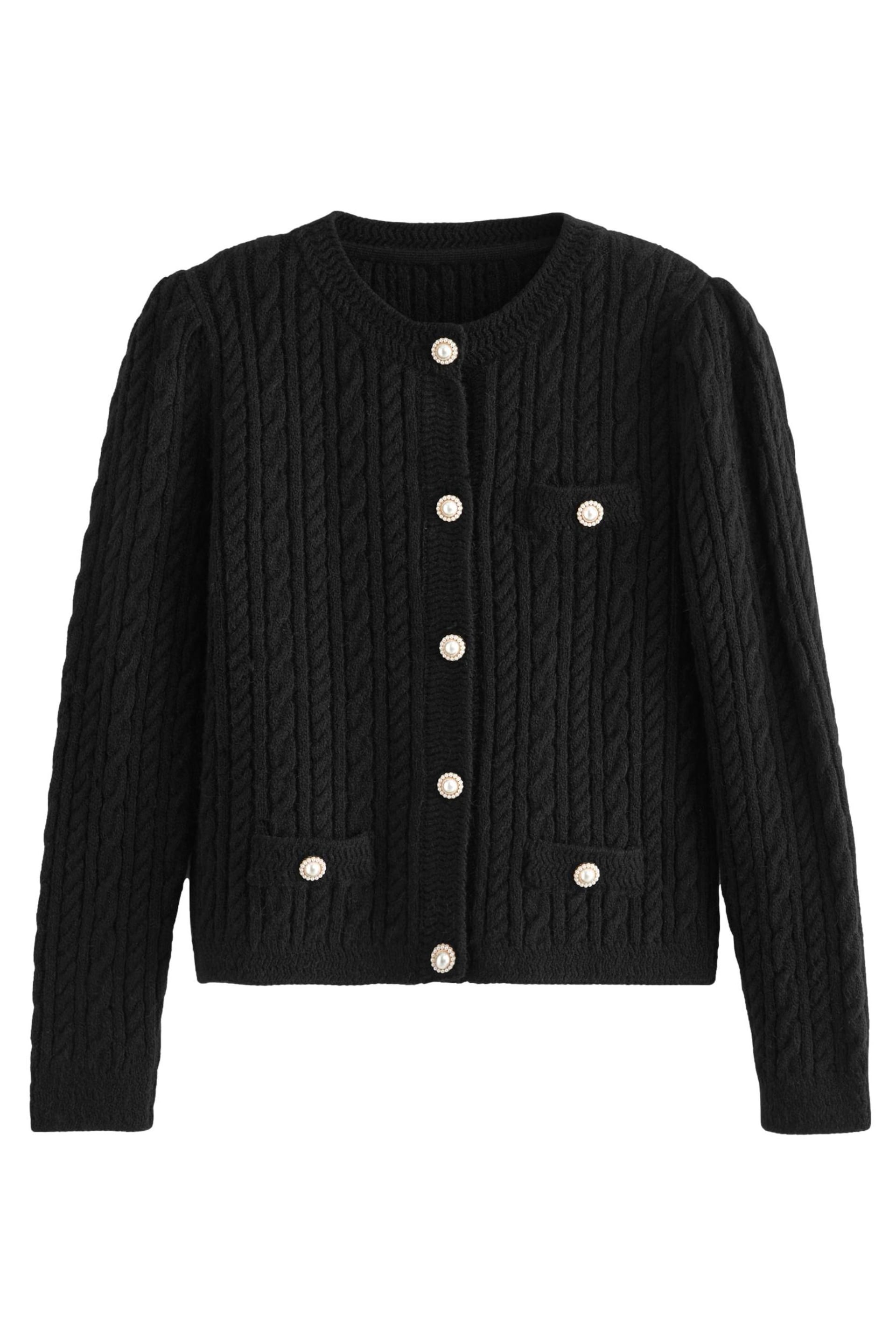 Black Cardigan With Pearl Effect Buttons - Image 5 of 6