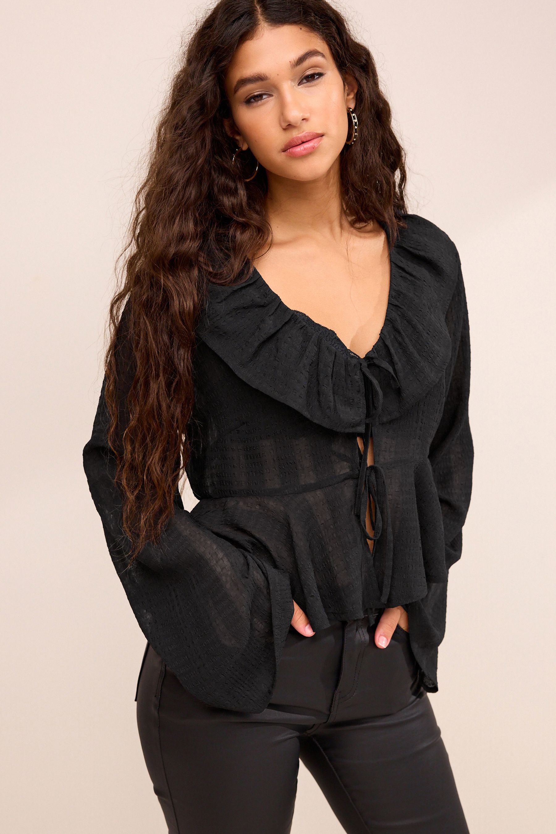 black ruffle blouse uk