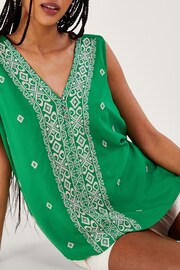 Monsoon Green Embroidered Wide Strap Vest Top - Image 3 of 5