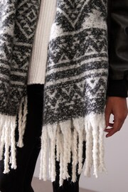 Monochrome Aztec Print Blanket Scarf - Image 4 of 7