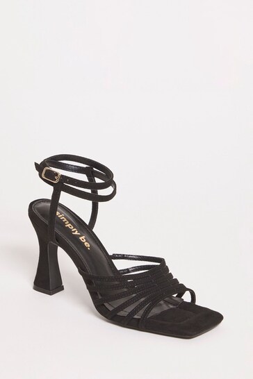 Simply Be Wide Fit Black Ankle Tie Caged Heel Sandals