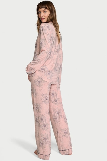 Victoria's Secret Pink Lily Outline Floral Modal Long Pyjamas