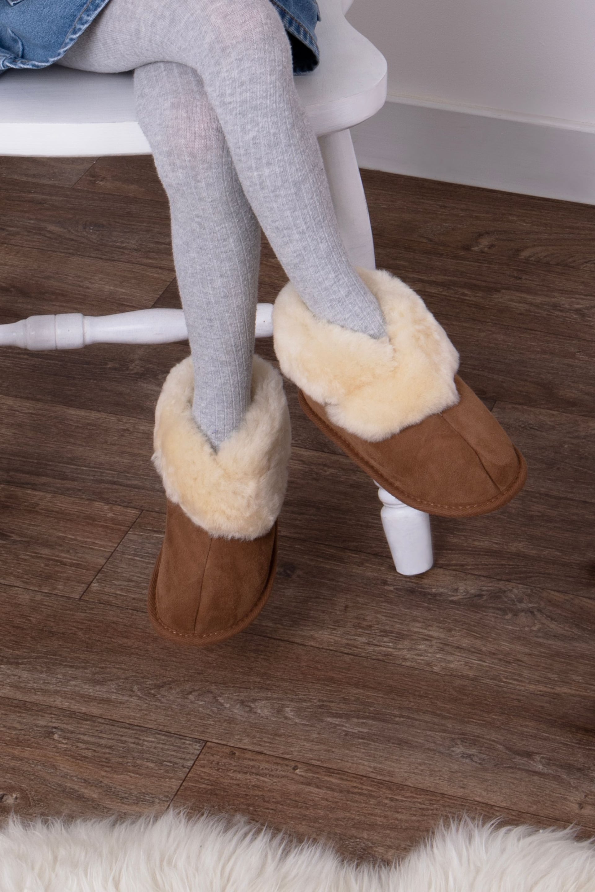 Just Sheepskin™ Brown Childrens Classic Slippers - Image 1 of 5