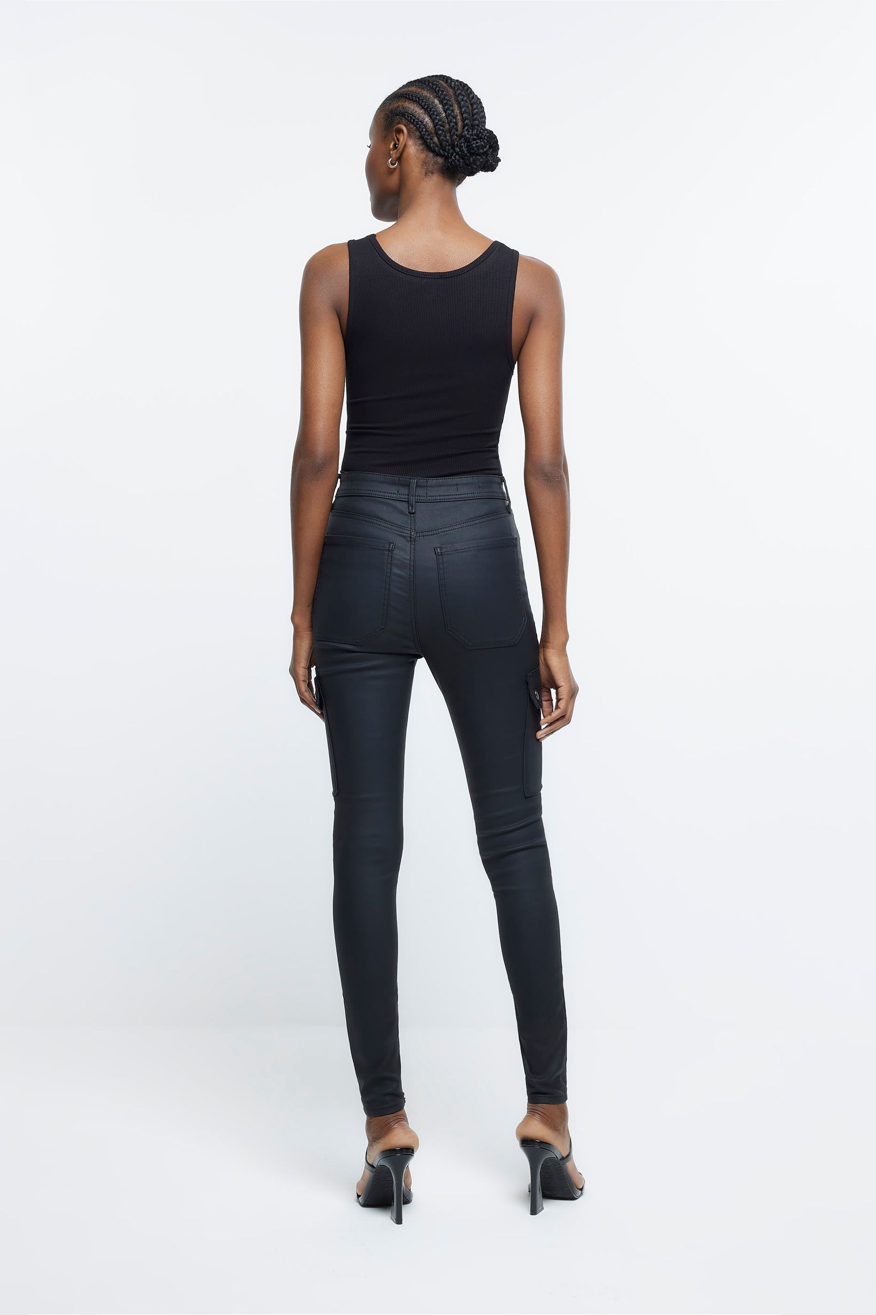 River island black coated jeans discount