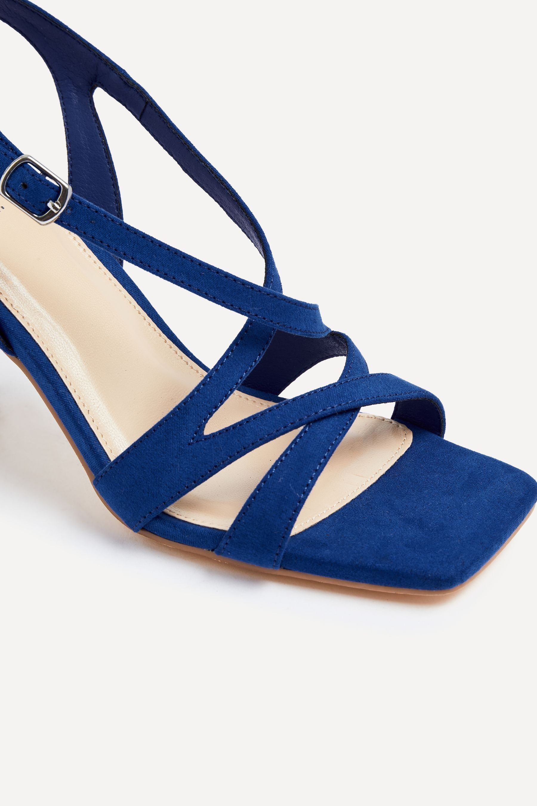 Buy Linzi Blue Liberty Open Toe Strappy Heeled Sandals With Flared