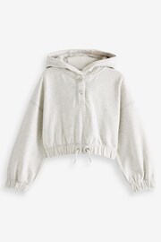 Grey Marl Cropped Drawstring Waist Hoodie (3-16yrs) - Image 6 of 8