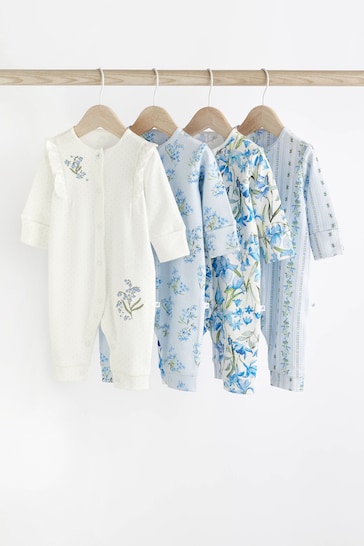 Blue Baby Footless Sleepsuits 4 Pack (0mths-3yrs)