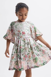 Reiss Ivory Print Marnie Junior Floral Print Bell Sleeve Dress - Image 1 of 7