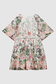 Reiss Ivory Print Marnie Junior Floral Print Bell Sleeve Dress - Image 2 of 7