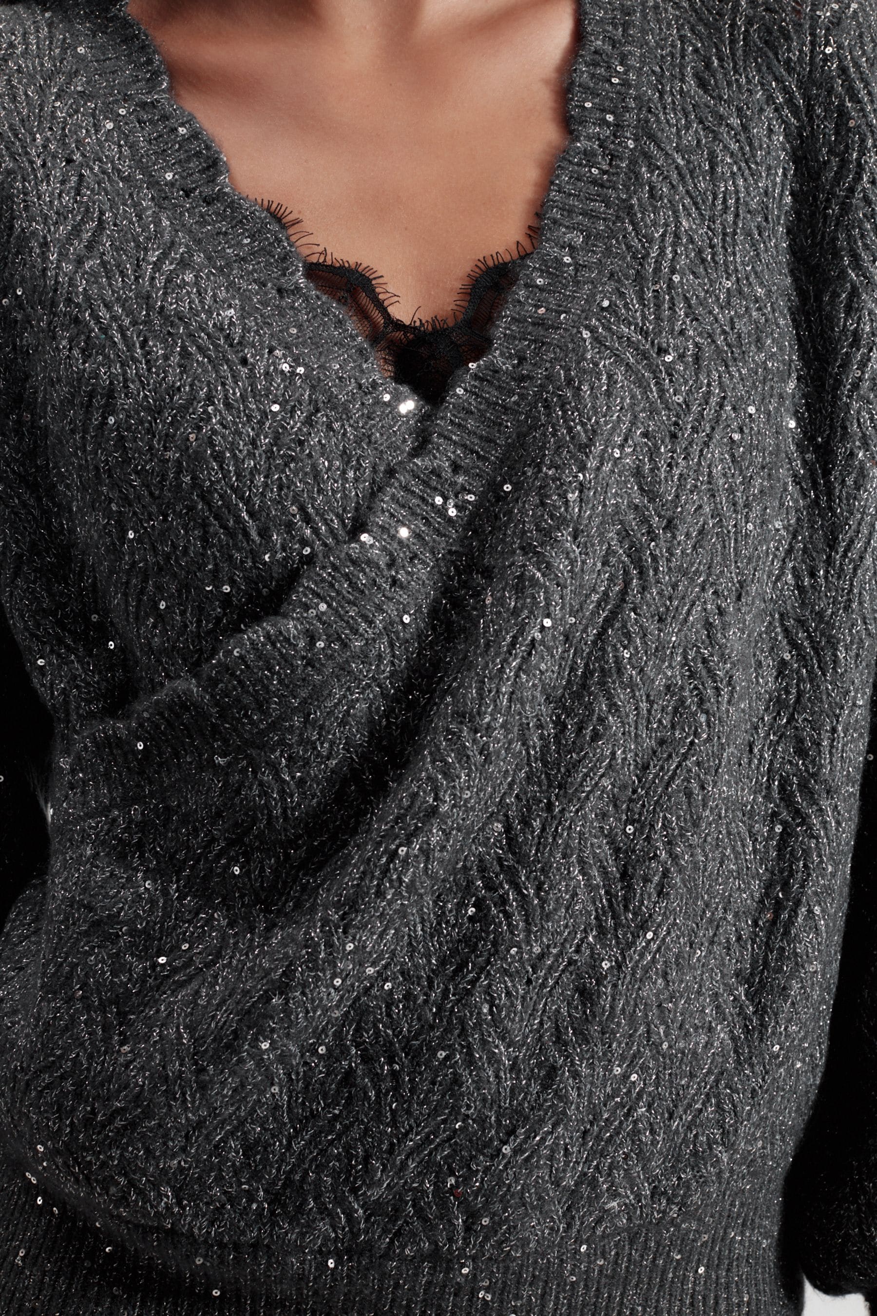 Grey glitter jumper shop