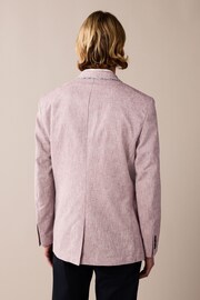 Pink Slim Fit Trimmed Linen Blazer - Image 4 of 11