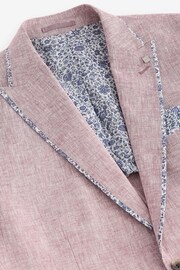 Pink Slim Fit Trimmed Linen Blazer - Image 7 of 11