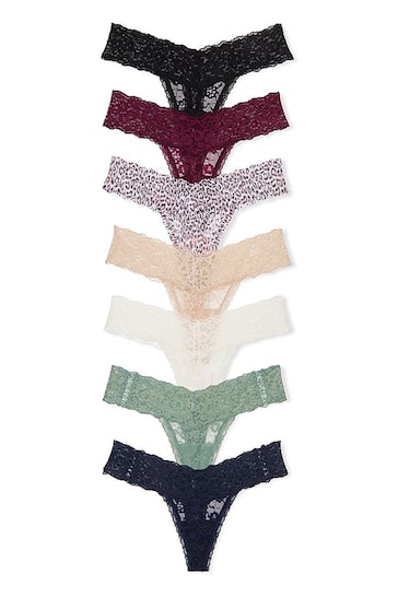 Victoria's Secret Blue/Red/Black/Nude/White/Green Thong Knickers Multipack