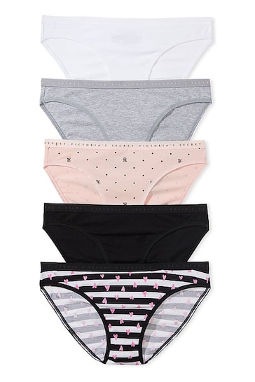 Victoria's Secret White/Grey/Pink/Black Bikini Multipack Knickers