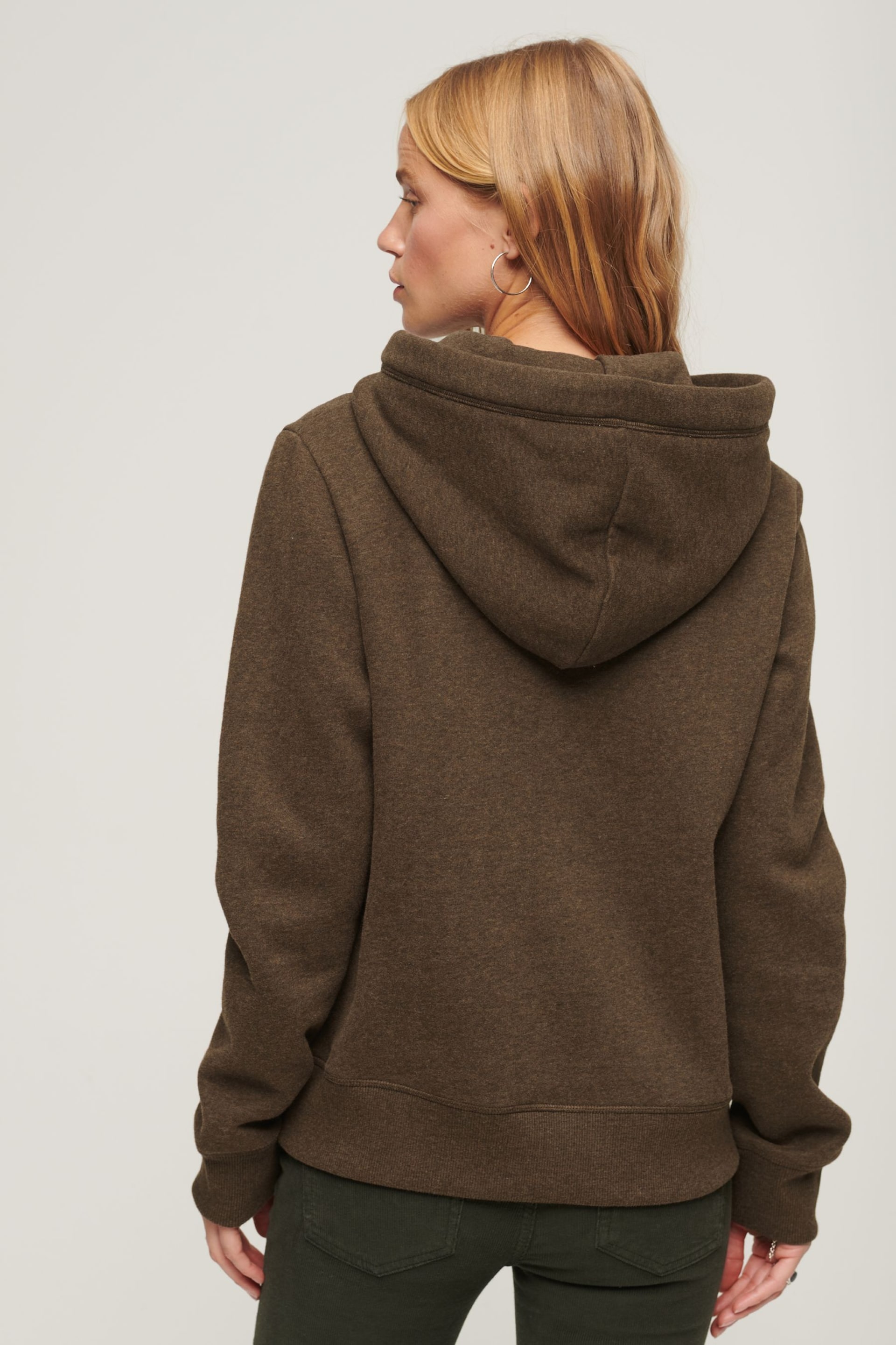 Superdry Brown Essential Logo Hoodie - Image 2 of 6