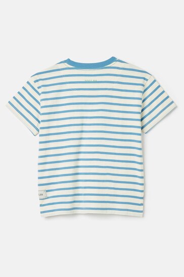 Joules Zack Cream & Blue Short Sleeve Applique T-Shirt